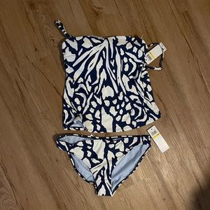 Navy & White Animal Print Tankini